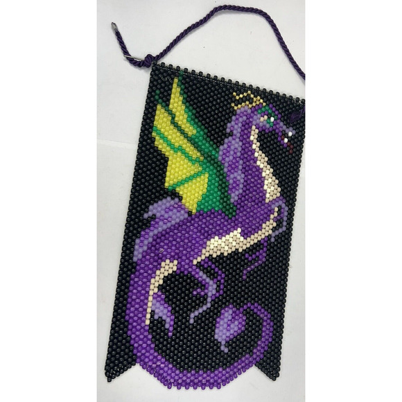 BEAUTIFUL HANDMADE COLORFUL DRAGON BEADED WALL‎ HANGING BANNER - Picture 1 of 3